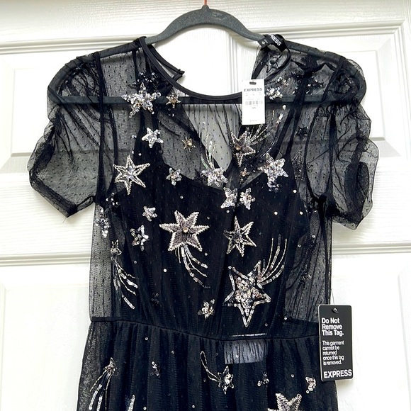 Express Dresses & Skirts - brand new with tags Express sheer dress with built in bikini bodysuit. size XS.